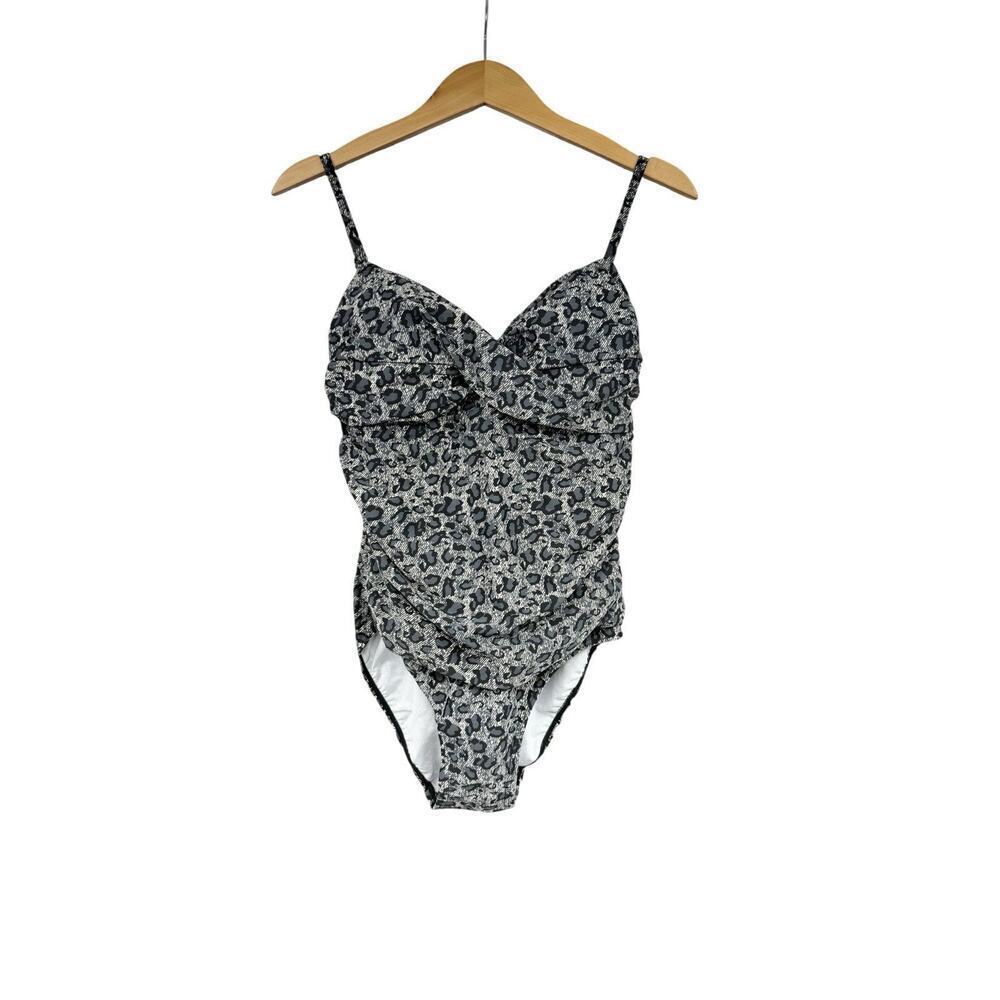 Caribbean Sand One Piece Swimsuit Gray Grey Leopard Modest Beach Womens 12